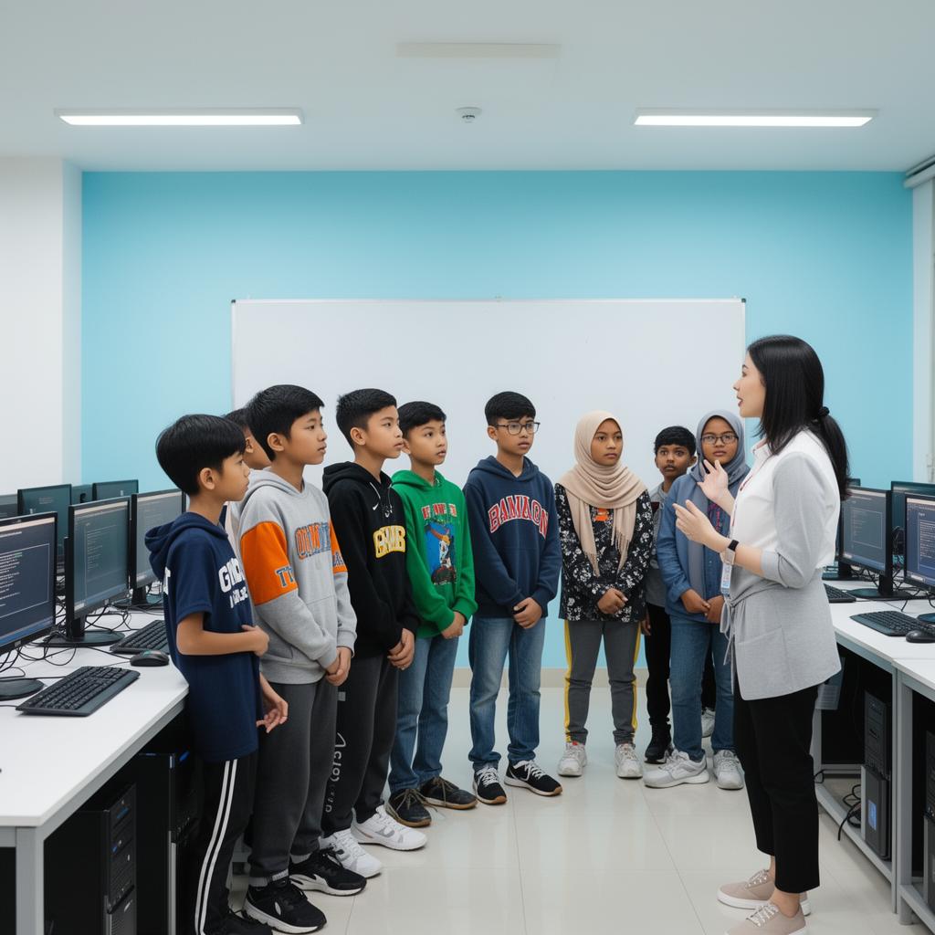 Instructor briefing a group of bootcamp students